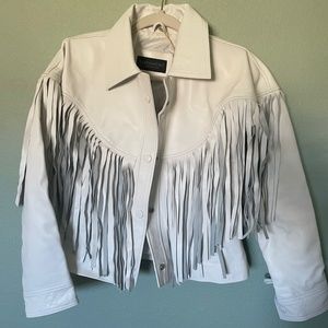 White Fringe Leather Jacket